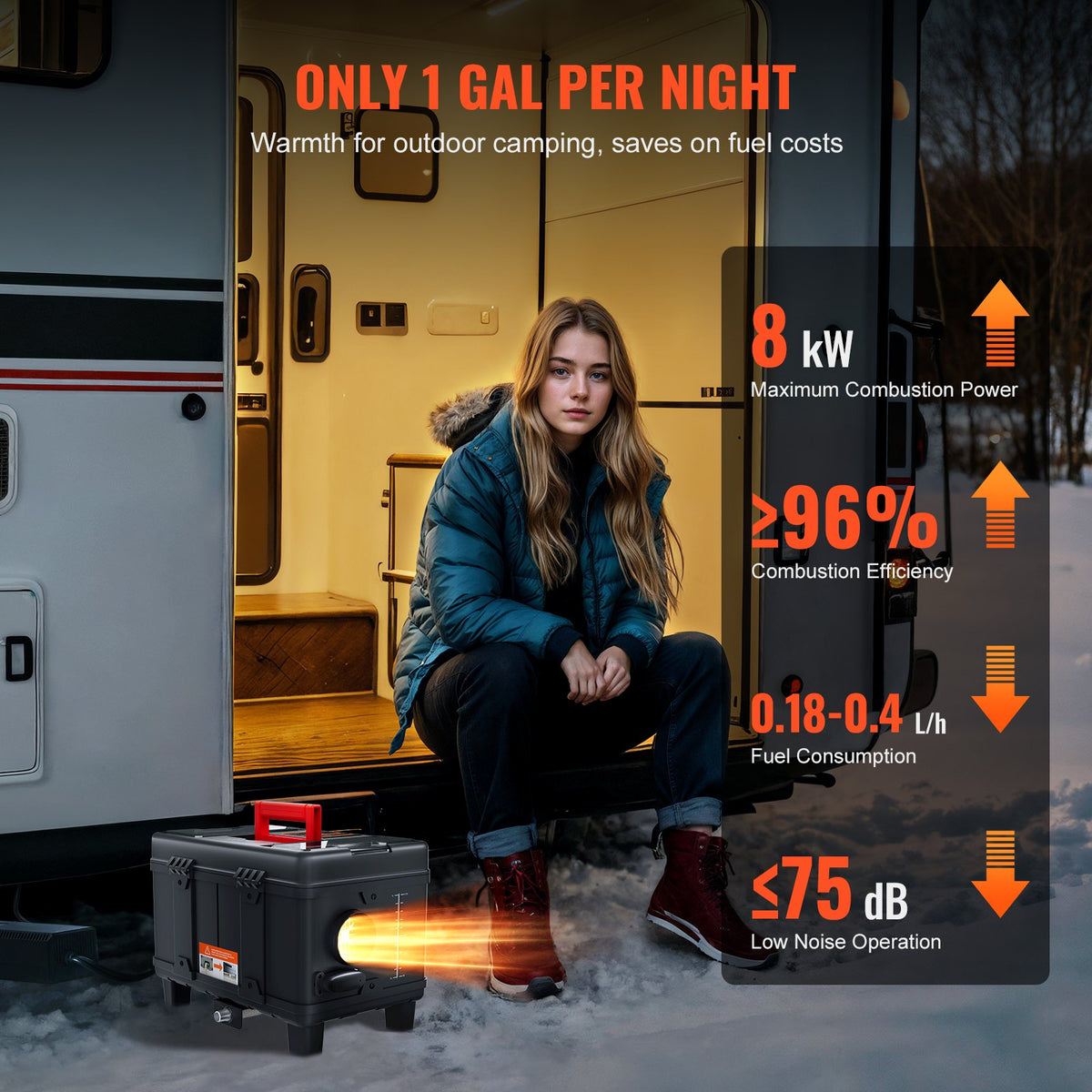 220V un 12V/24V 8KW VEVOR Dīzeļa Gaisa Sildītājs ar Bluetooth Lietotni un Tālvadības Pulti Transportlīdzekļiem