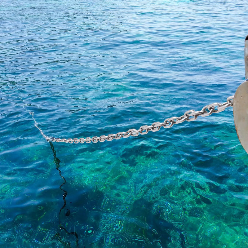 Laivas enkura ķēde no nerūsējošā tērauda ar svina posmu 6,3 mm x 1,2 m ar divām šaklēm