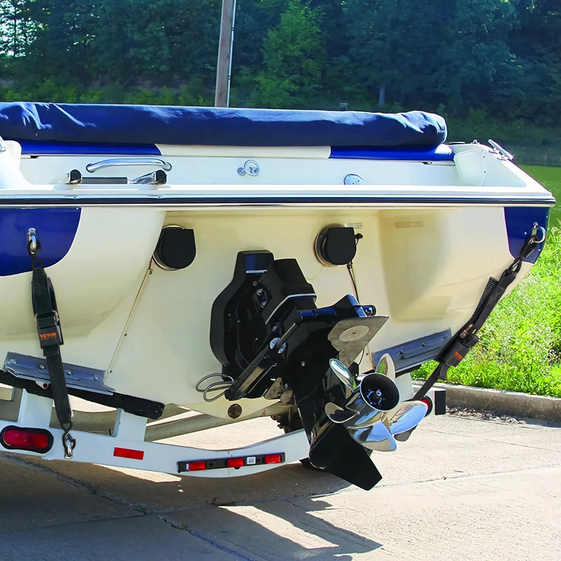 VEVOR ievelkamas sprūdrata stiprinājuma siksnas 5 × 61 cm, 2 gab., ar S veida āķiem un drošības fiksatoru, pārrāvuma slodze 680 kg, piekabēm, transportlīdzekļiem un laivām