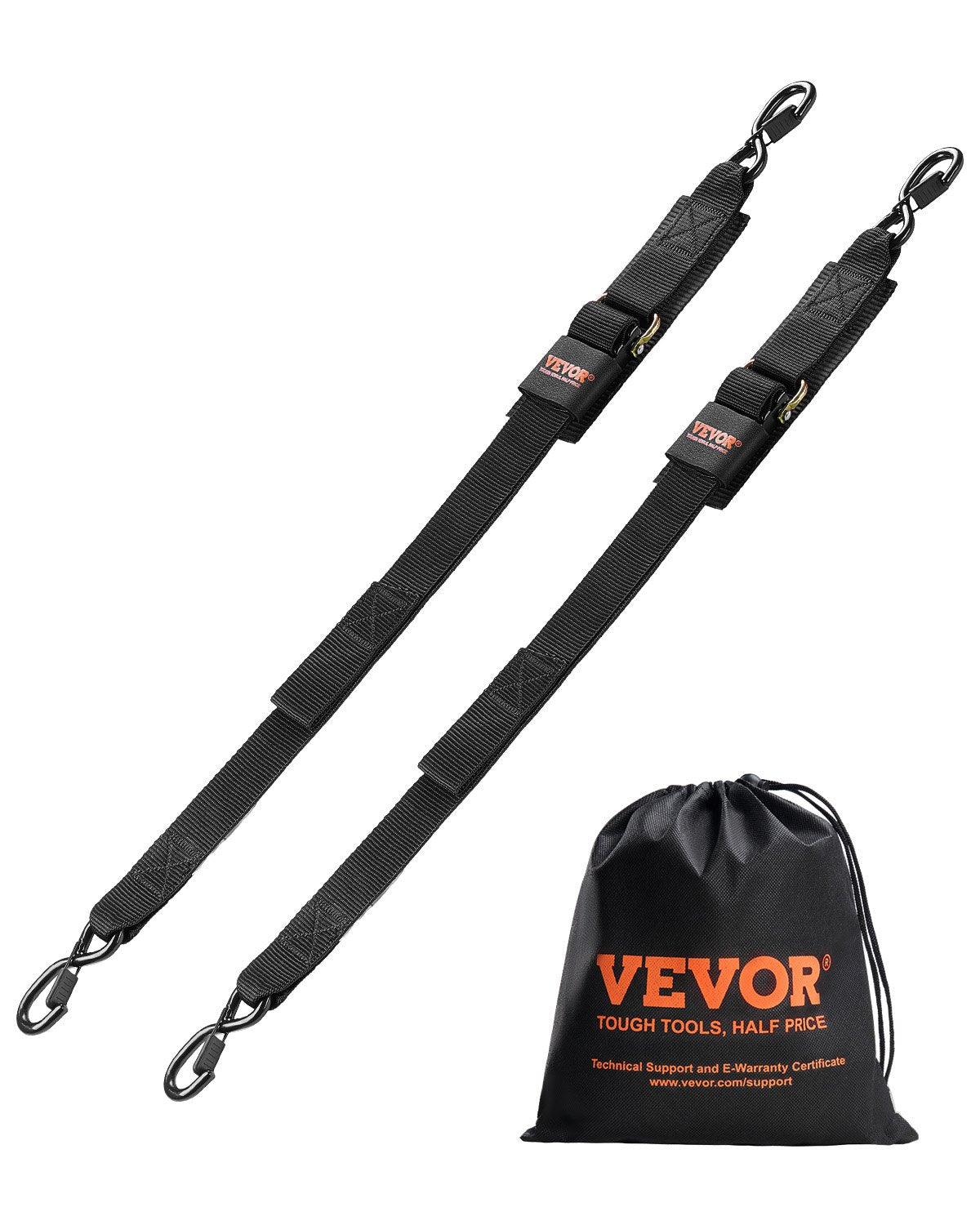 VEVOR Automatic Ratchet Tie-Down Straps, 5.08 cm x 1.22 m, with Safety Lock and S-Hooks, 2 Pack, 680 kg Breaking Strength, for Trailers, Vehicles and Boats