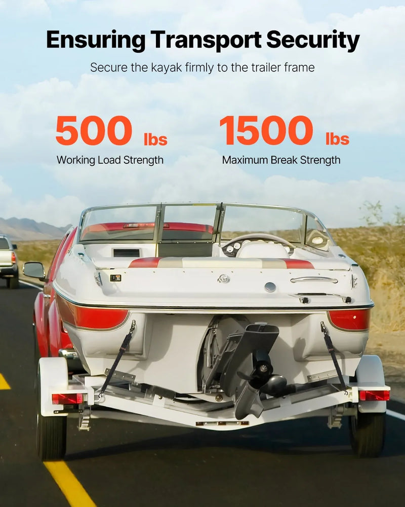 VEVOR automātiskās sprūdrata nostiprināšanas siksnas, 5.08 cm x 1.22 m, ar drošības slēdzeni un S-āķiem, 2 gab., 680 kg pārraušanas izturība, treileriem, transportlīdzekļiem un laivām