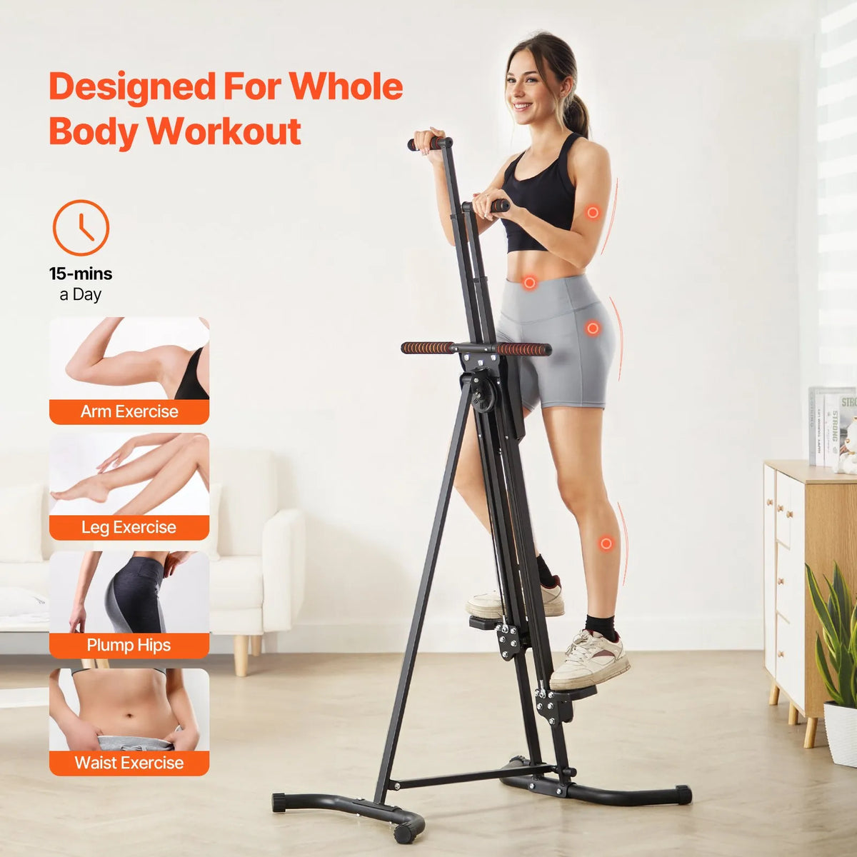 VEVOR Vertical Stair Climber with Handrails, Foldable Cardio Climber for Home