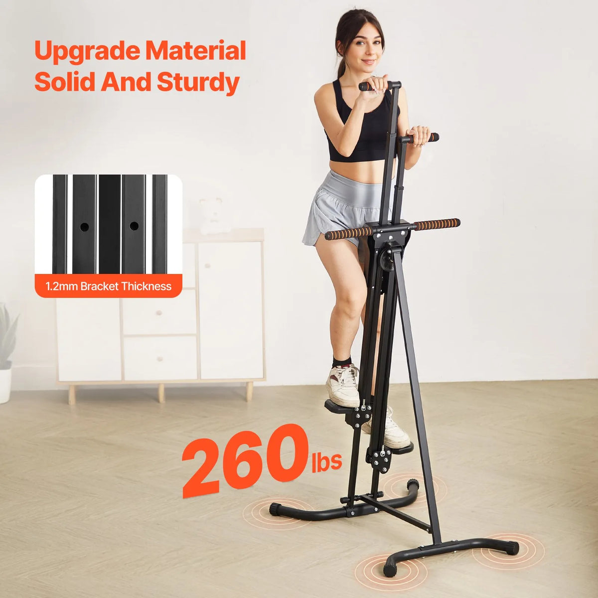 VEVOR Vertical Stair Climber with Handrails, Foldable Cardio Climber for Home