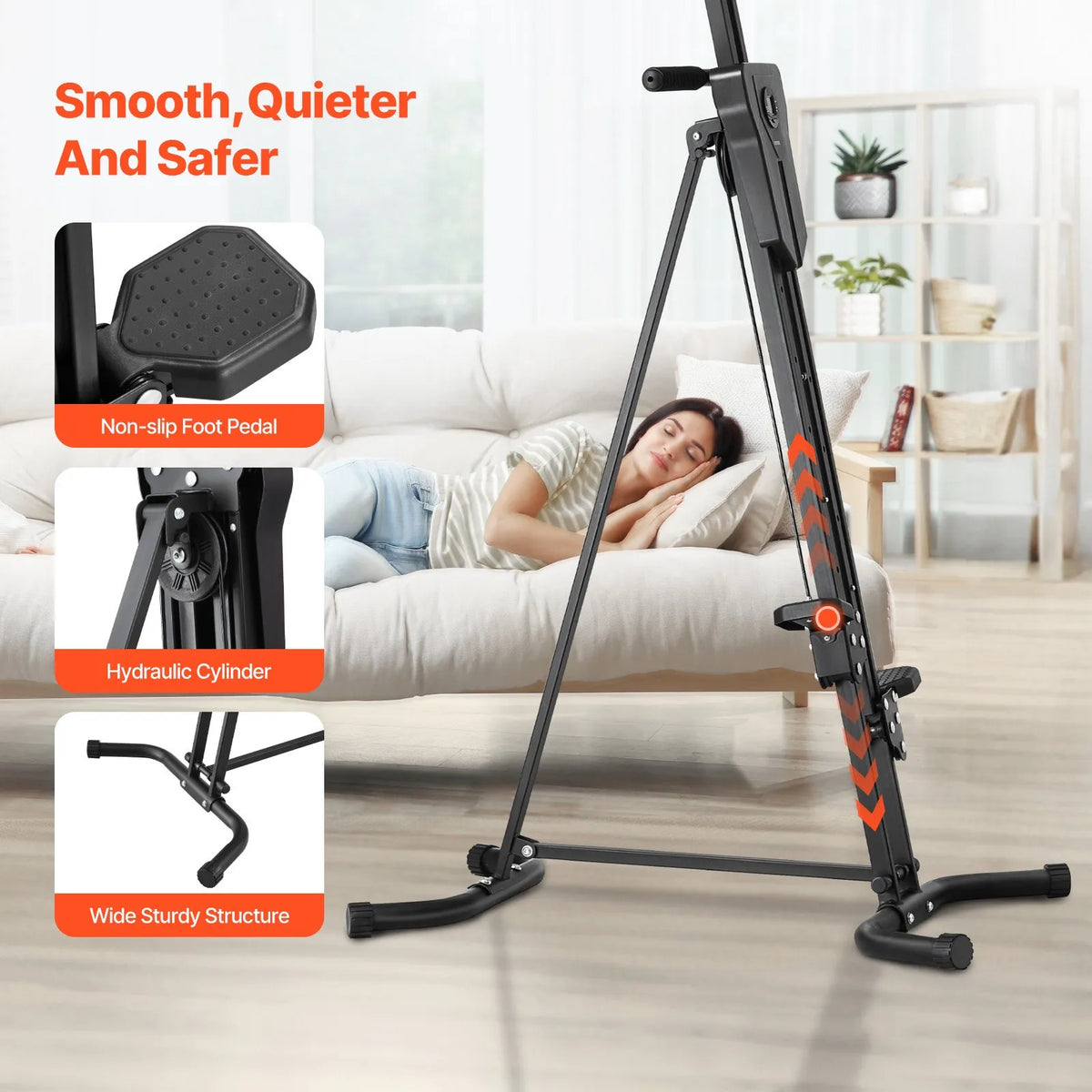 VEVOR Vertical Stair Climber with Handrails, Foldable Cardio Climber for Home