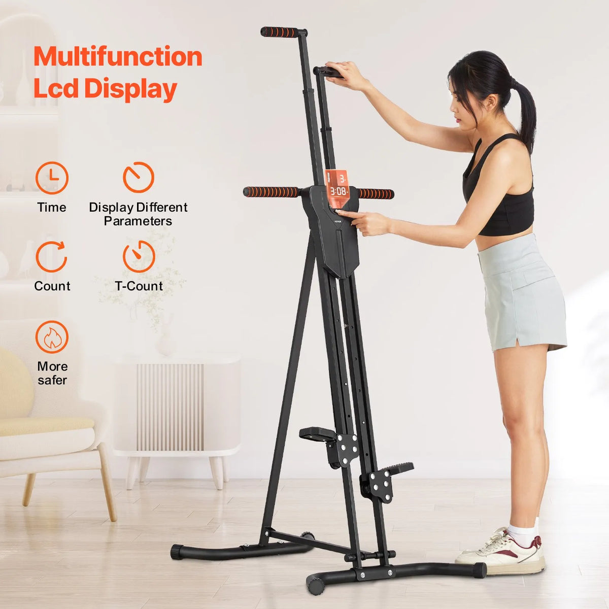 VEVOR Vertical Stair Climber with Handrails, Foldable Cardio Climber for Home