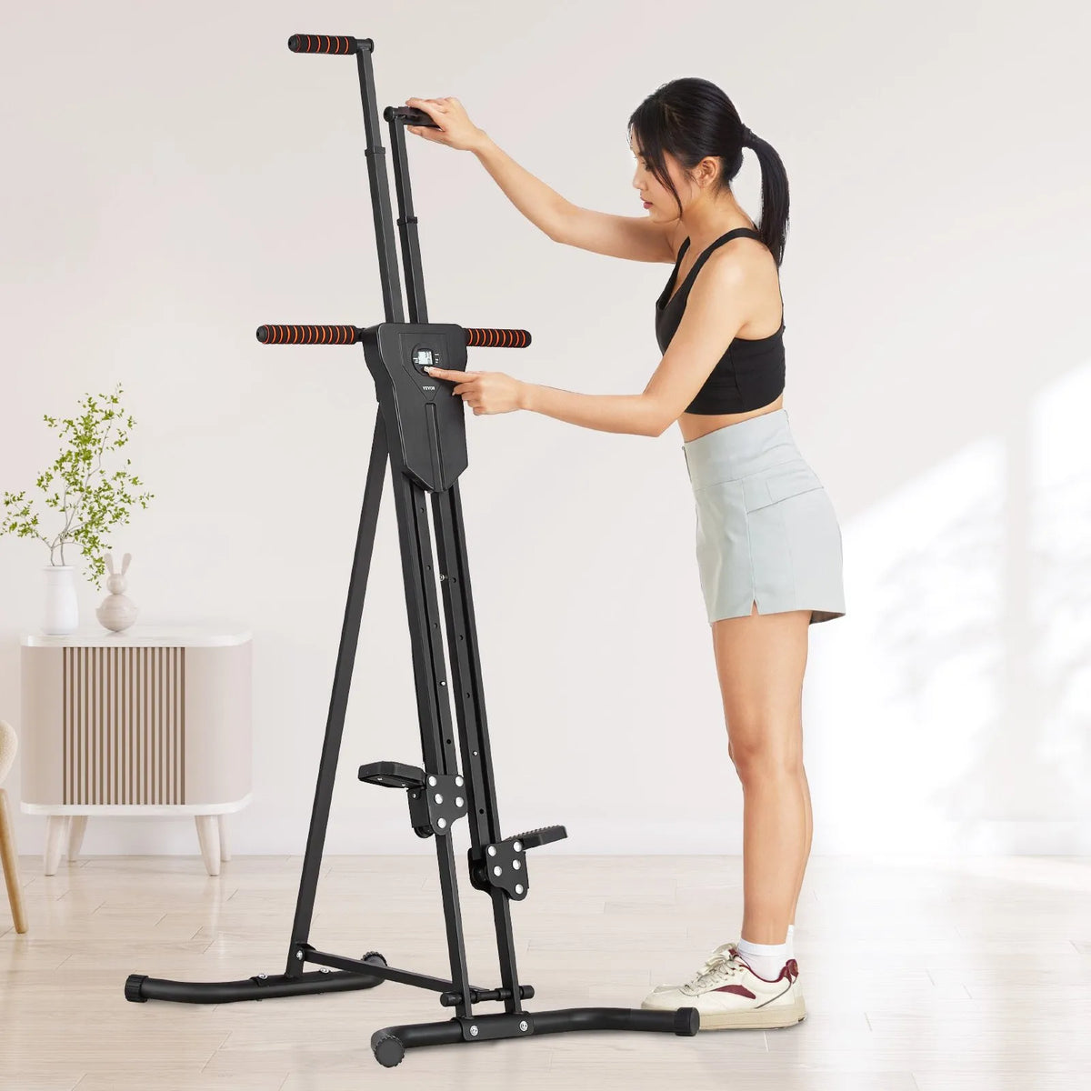 VEVOR Vertical Stair Climber with Handrails, Foldable Cardio Climber for Home