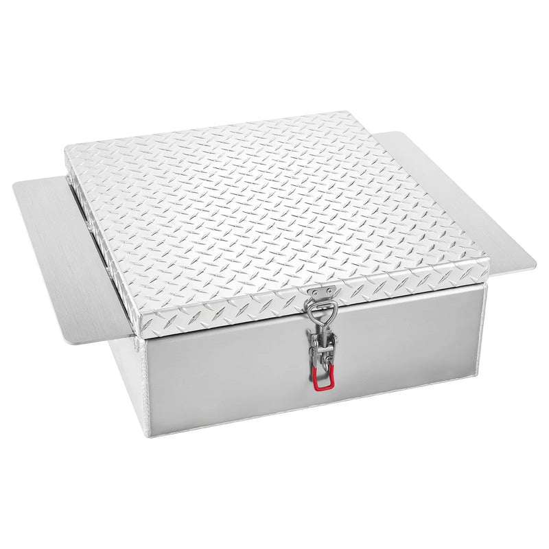 VEVOR kravas kastes instrumentu kaste, izturīga alumīnija instrumentu kaste ar rievotu (diamond plate) vāku, slodze līdz 100 kg, ar slēdzeni, piemērota pikapiem, kravas auto kastēm, kemperiem un piekabēm, 770 × 610 × 230 mm, sudraba krāsā.