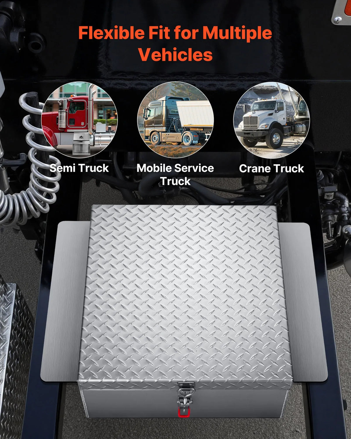 VEVOR Truck Bed Tool Box, Durable Aluminium Tool Box with Diamond Plate Lid, 100 kg Load Capacity, Lockable, Suitable for Pickups, Truck Beds, Campers and Trailers, 770 × 610 × 230 mm, Silver