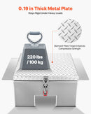 VEVOR kravas kastes instrumentu kaste, izturīga alumīnija instrumentu kaste ar rievotu (diamond plate) vāku, maksimālā slodze 100 kg, paredzēta pikapiem, kravas auto kastēm, kemperiem un piekabēm, 770 × 610 × 310 mm, sudraba krāsā