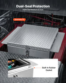 VEVOR kravas kastes instrumentu kaste, izturīga alumīnija instrumentu kaste ar rievotu (diamond plate) vāku, maksimālā slodze 100 kg, paredzēta pikapiem, kravas auto kastēm, kemperiem un piekabēm, 770 × 610 × 310 mm, sudraba krāsā