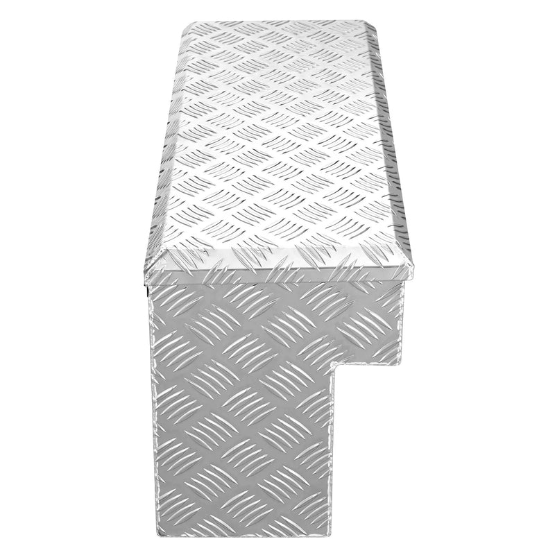 VEVOR kravas kastes instrumentu kaste, izturīga alumīnija instrumentu kaste ar rievotu rakstu, uzglabāšanas lāde ar slēdzeni un atslēgu, piemērota pikapiem, kravas auto kastēm, kemperiem un piekabēm, 864 × 305 × 390 mm, sudraba krāsā.