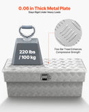 VEVOR kravas kastes instrumentu kaste, izturīga alumīnija instrumentu kaste ar rievotu rakstu, uzglabāšanas lāde ar slēdzeni un atslēgu, piemērota pikapiem, kravas auto kastēm, kemperiem un piekabēm, 864 × 305 × 390 mm, sudraba krāsā.