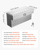 VEVOR kravas kastes instrumentu kaste, izturīga alumīnija instrumentu kaste ar rievotu rakstu, uzglabāšanas lāde ar slēdzeni un atslēgu, piemērota pikapiem, kravas auto kastēm, kemperiem un piekabēm, 864 × 305 × 390 mm, sudraba krāsā.