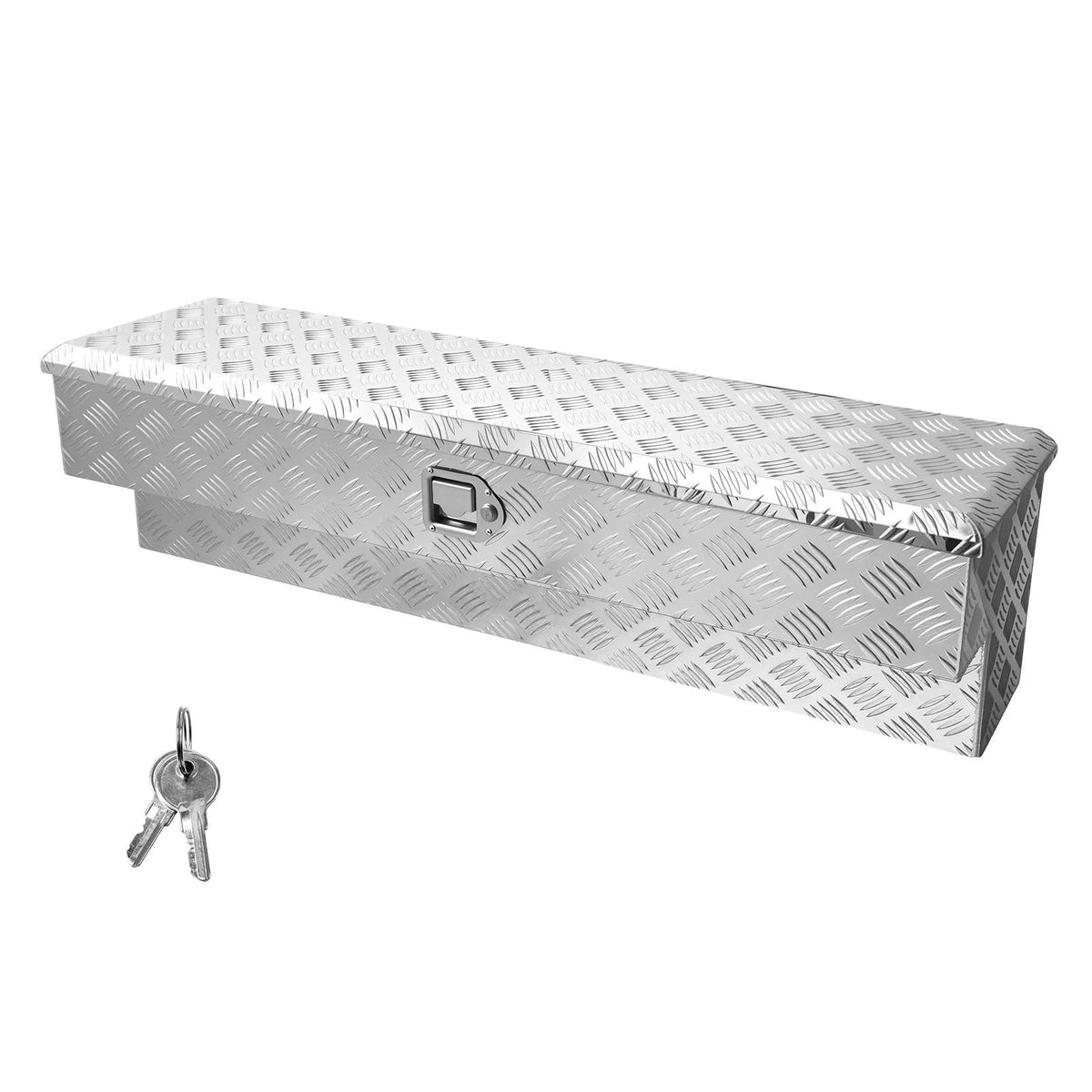 VEVOR Aluminium Tool Box for Truck Bed, Heavy-Duty Storage Box with Textured Pattern, Lock with Keys, for Pickup Trucks, Cargo Vehicles, Campers and Trailers, 1219 × 340 × 330 mm, Silver
