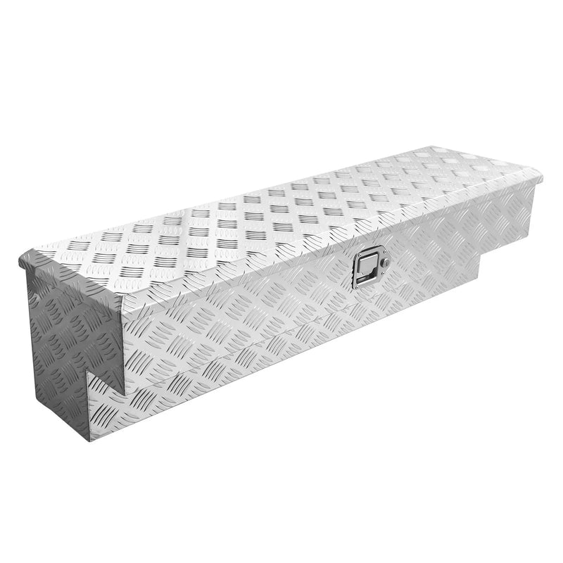 VEVOR alumīnija instrumentu kaste kravas nodalījumam, pastiprinātas konstrukcijas uzglabāšanas kaste ar reljefa rakstu, slēdzene ar atslēgām, paredzēta pikapiem, kravas automobiļiem, kemperiem un piekabēm, 1219 × 340 × 330 mm, sudraba krāsa