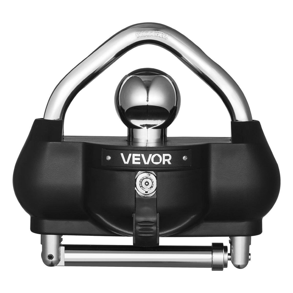 VEVOR Trailer Coupling Lock, Fits 46 mm, 50.8 mm and 58.7 mm Couplings, Theft-Resistant Ball Coupling Hitch Lock with 3 Keys, Tamper-Proof, Adjustable Height Design for Caravans, Boats and Trailers, Black