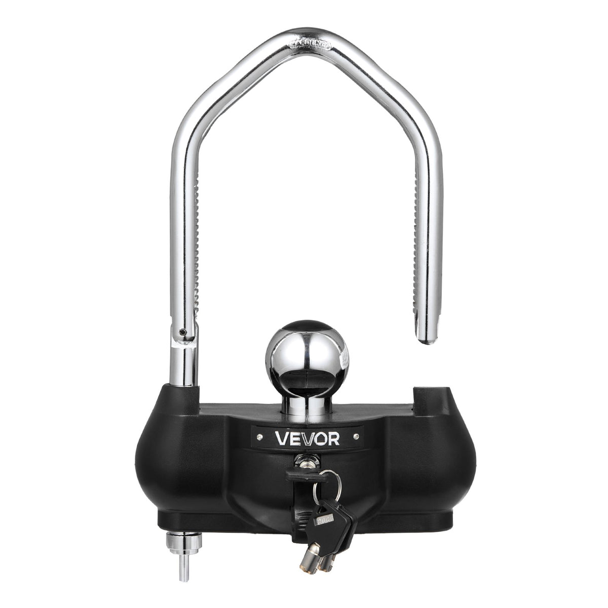 VEVOR Trailer Coupling Lock, Fits 46 mm, 50.8 mm and 58.7 mm Couplings, Theft-Resistant Ball Coupling Hitch Lock with 3 Keys, Tamper-Proof, Adjustable Height Design for Caravans, Boats and Trailers, Black