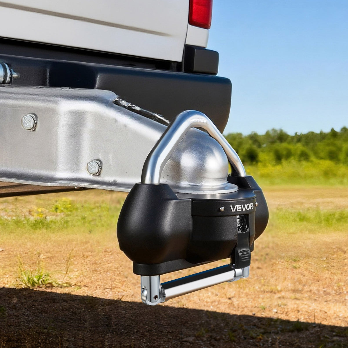 VEVOR Trailer Coupling Lock, Fits 46 mm, 50.8 mm and 58.7 mm Couplings, Theft-Resistant Ball Coupling Hitch Lock with 3 Keys, Tamper-Proof, Adjustable Height Design for Caravans, Boats and Trailers, Black