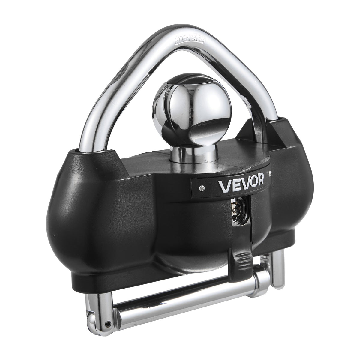 VEVOR Trailer Coupling Lock, Fits 46 mm, 50.8 mm and 58.7 mm Couplings, Theft-Resistant Ball Coupling Hitch Lock with 3 Keys, Tamper-Proof, Adjustable Height Design for Caravans, Boats and Trailers, Black