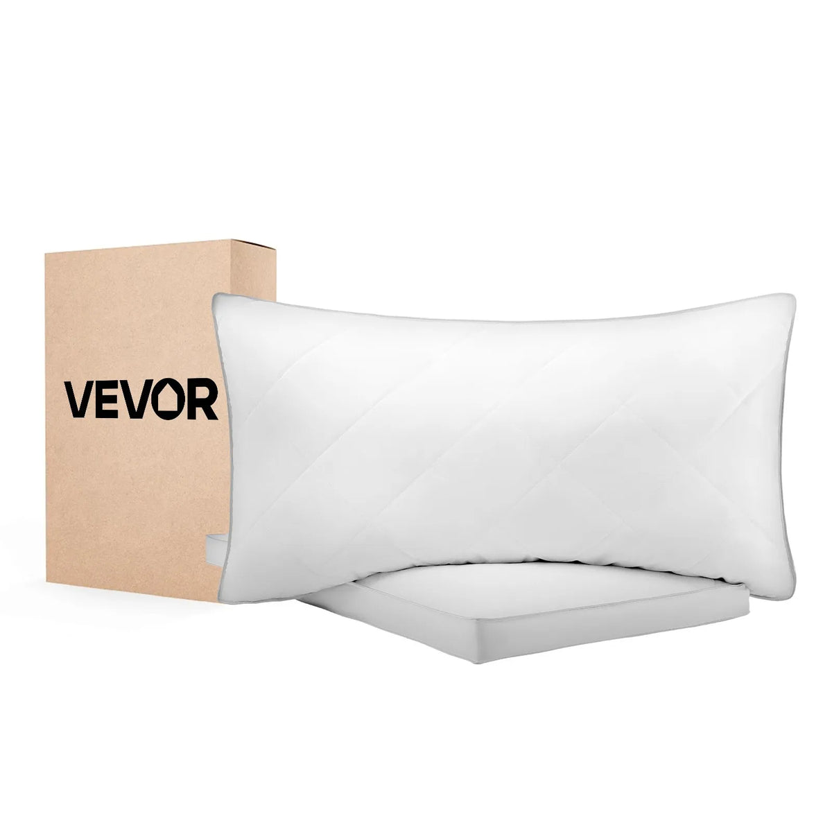 VEVOR Pillow Set (2 Pack), Queen Size Luxury Hotel Quality Pillows with Original Down Alternative Filling, Soft and Supportive, Suitable for Back, Stomach and Side Sleepers, White