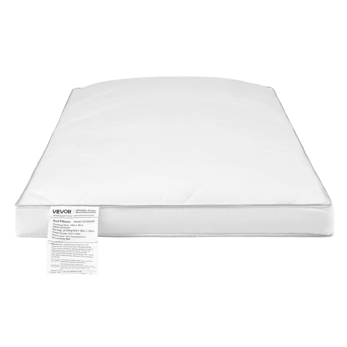 VEVOR Pillow Set (2 Pack), Queen Size Luxury Hotel Quality Pillows with Original Down Alternative Filling, Soft and Supportive, Suitable for Back, Stomach and Side Sleepers, White