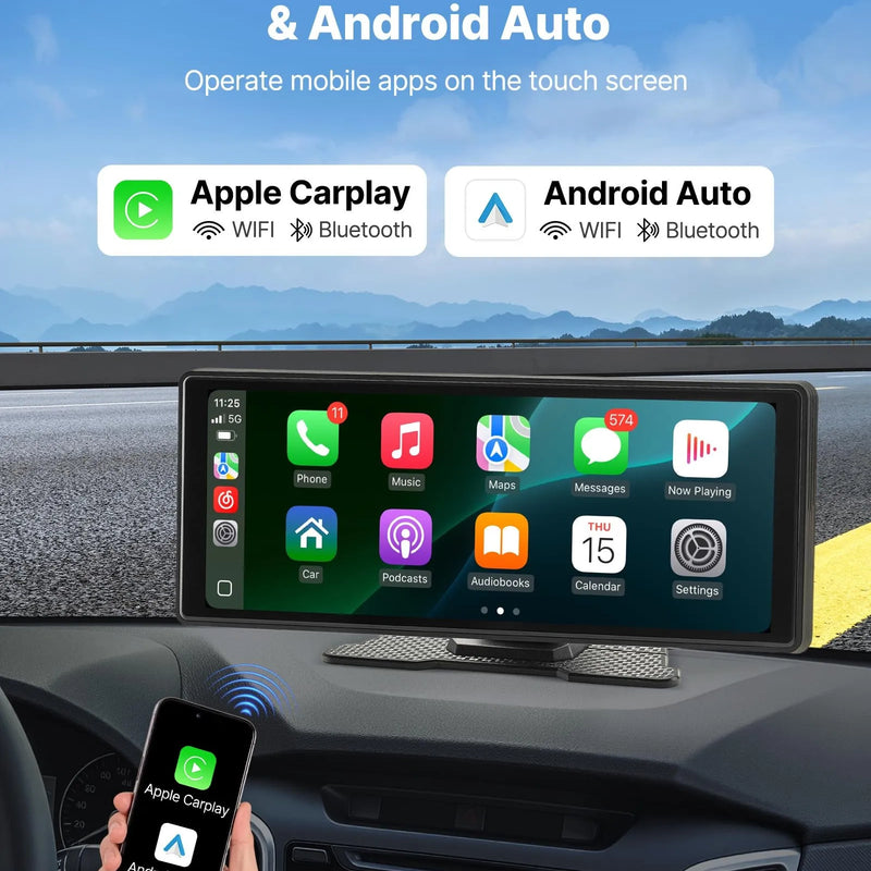 Auto multimediju atskaņotājs ar skārienekrānu 25,4 cm, Apple CarPlay, Android Auto, Bluetooth