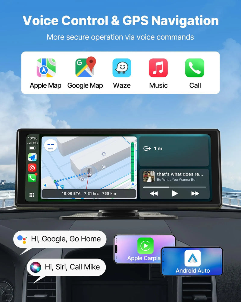 Auto multimediju atskaņotājs ar skārienekrānu 25,4 cm, Apple CarPlay, Android Auto, Bluetooth