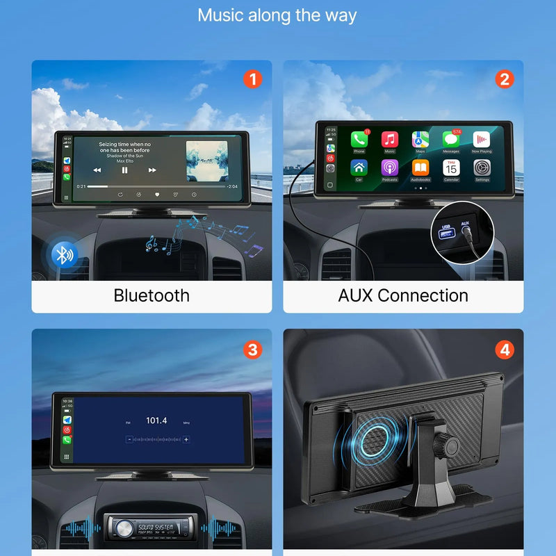 Auto multimediju atskaņotājs ar skārienekrānu 25,4 cm, Apple CarPlay, Android Auto, Bluetooth