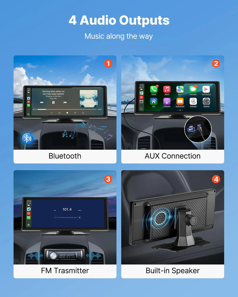 Auto multimediju atskaņotājs ar skārienekrānu 25,4 cm, Apple CarPlay, Android Auto, Bluetooth