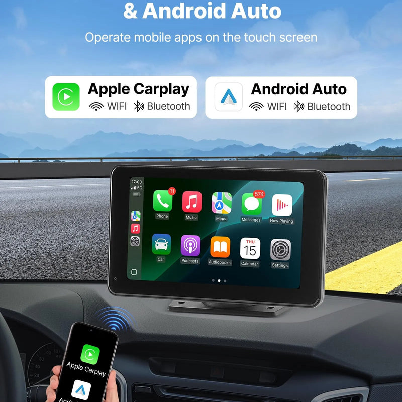 Automašīnas 17,8 см skārienekrāna radio ar Apple CarPlay, Android Auto un atpakaļskata kameru