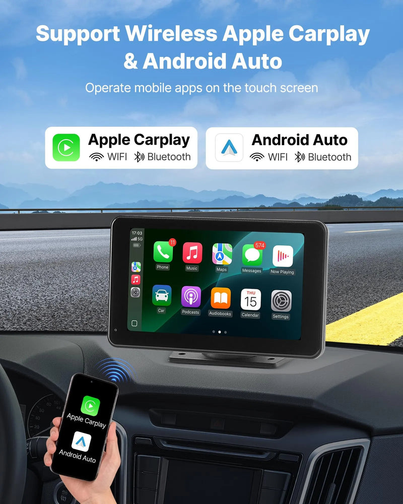Automašīnas 17,8 cm skārienekrāna radio ar Apple CarPlay, Android Auto un atpakaļskata kameru