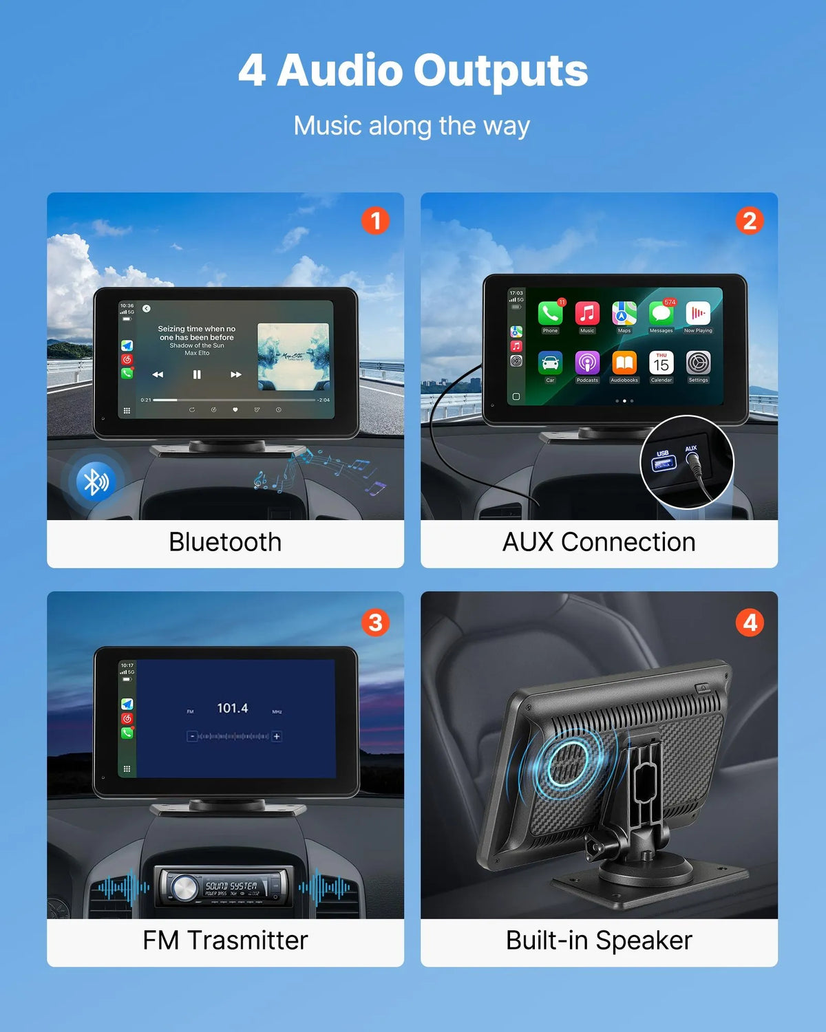 Automašīnas 17,8 cm skārienekrāna radio ar Apple CarPlay, Android Auto un atpakaļskata kameru