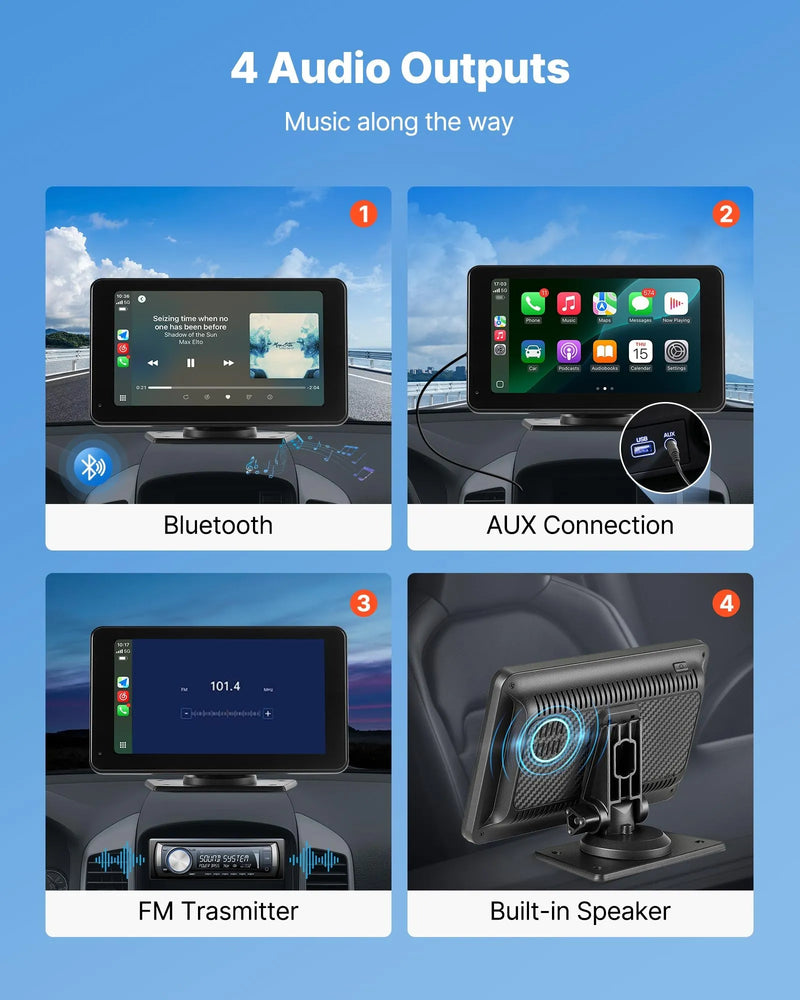 Automašīnas 17,8 cm skārienekrāna radio ar Apple CarPlay, Android Auto un atpakaļskata kameru