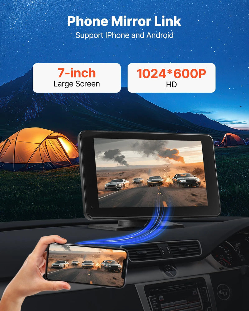 Automašīnas 17,8 cm skārienekrāna radio ar Apple CarPlay, Android Auto un atpakaļskata kameru