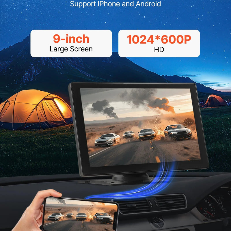 Auto multimediju sistēma ar 22,86 cm skārienekrānu, Apple CarPlay, Android Auto un atpakaļskata kameru