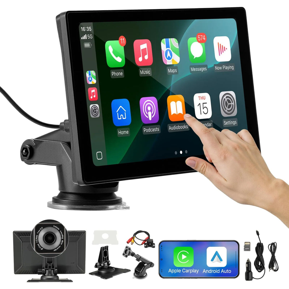 Car multimedia system with 22.9 cm touchscreen, Apple CarPlay, Android Auto, front/rear camera