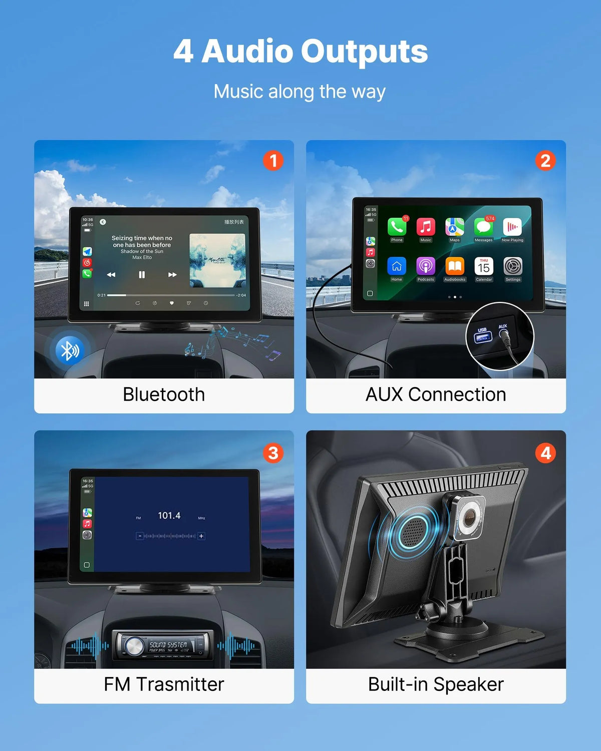 Car multimedia system with 22.9 cm touchscreen, Apple CarPlay, Android Auto, front/rear camera