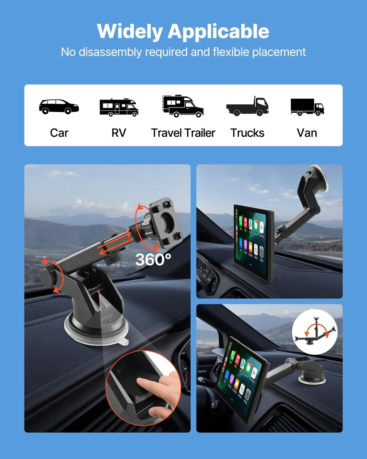 Car multimedia system with 22.9 cm touchscreen, Apple CarPlay, Android Auto, front/rear camera