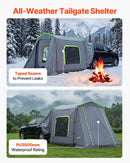 VEVOR liela SUV telts 5–9 personām, 3,23 x 2,44 m visu sezonu bagāžnieka telts ar ventilējamu durvju paneli un sieta logiem, PU3000 mm ūdensizturīga divējādas lietošanas auto aizmugures durvju telts kempingam un pārgājieniem