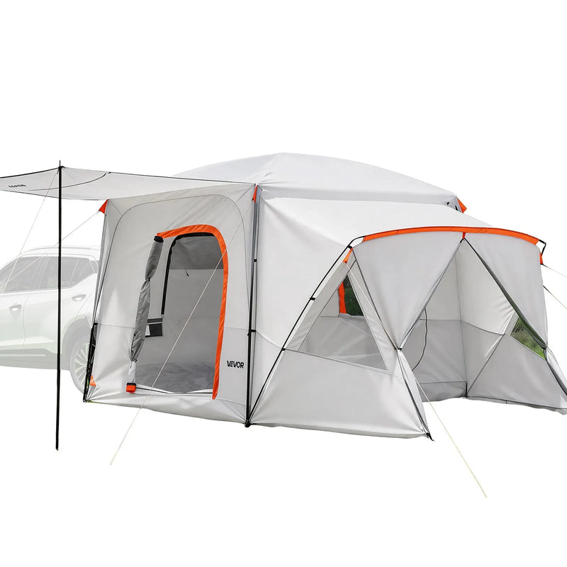 VEVOR SUV kempinga telts 5–9 personām, 3,96 x 3,05 m, 3 sezonu bagāžnieka telts ar ventilācijas logiem, PU2000 mm ūdensizturība, piemērota pārgājieniem un ceļojumiem