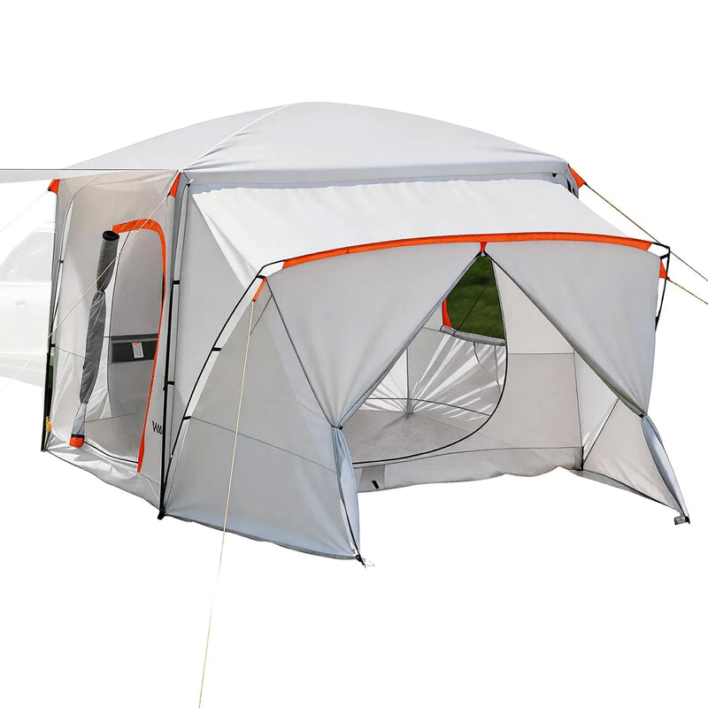 VEVOR SUV kempinga telts 5–9 personām, 3,96 x 3,05 m, 3 sezonu bagāžnieka telts ar ventilācijas logiem, PU2000 mm ūdensizturība, piemērota pārgājieniem un ceļojumiem