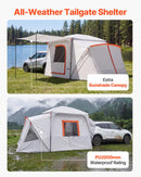 VEVOR SUV kempinga telts 5–9 personām, 3,96 x 3,05 m, 3 sezonu bagāžnieka telts ar ventilācijas logiem, PU2000 mm ūdensizturība, piemērota pārgājieniem un ceļojumiem