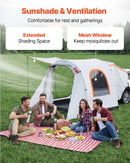 VEVOR piepūšama SUV telts ar nojumi 2,44 x 2,04 m, 3 sezonu bagāžnieka telts ar ventilējamām durvīm un sieta logu, PU2000 mm ūdensizturība, piemērota auto aizmugures durvīm kempingam, komplektā gaisa sūknis