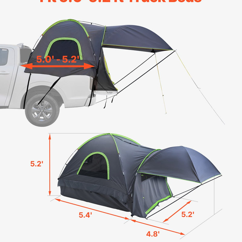 VEVOR Kravas Automobiļa Telts 152–158 см, Ūdensnecaurlaidīga (PU2000) Pikapa Gultas Kempinga Telts, Piemērota 2–3 Personām