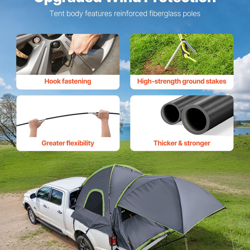 VEVOR pikapa telts 1,68-1,83 m, ūdensizturīga, PU2000, 2-3 personām