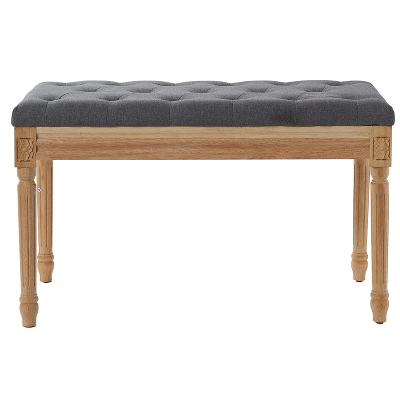 VEVOR polsterēts sols, 40 cm plats ottoman tipa sols ar putu polsterējumu un gumijkoka kājām, pogotu sēžamo daļu, kāju soliņš un priekšnama sols, piemērots guļamistabai, viesistabai, ēdamistabai vai koridoram, pelēks