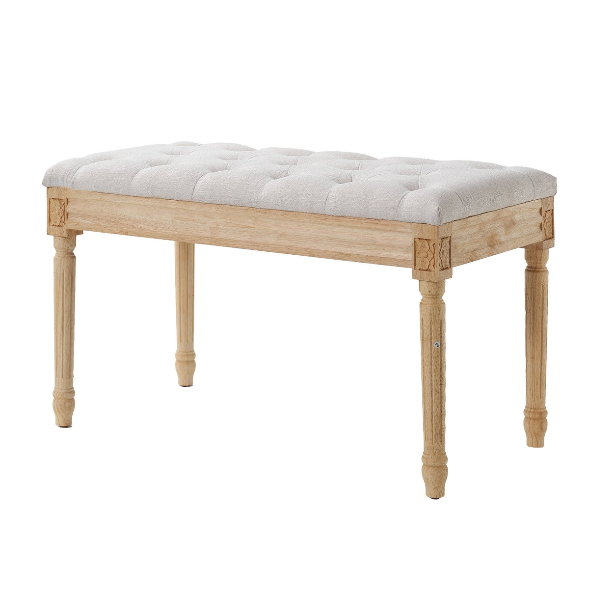 Polsterēts soliņš ar putu polsterējumu un gumijkoka kājām, 40 cm plats, bēšs