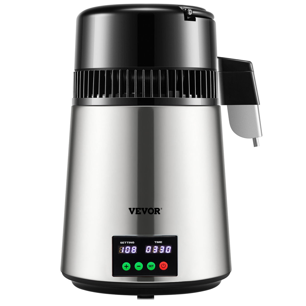 4L VEVOR Water Distiller with 1 l/h Output, Timer and Temperature Display, Silver