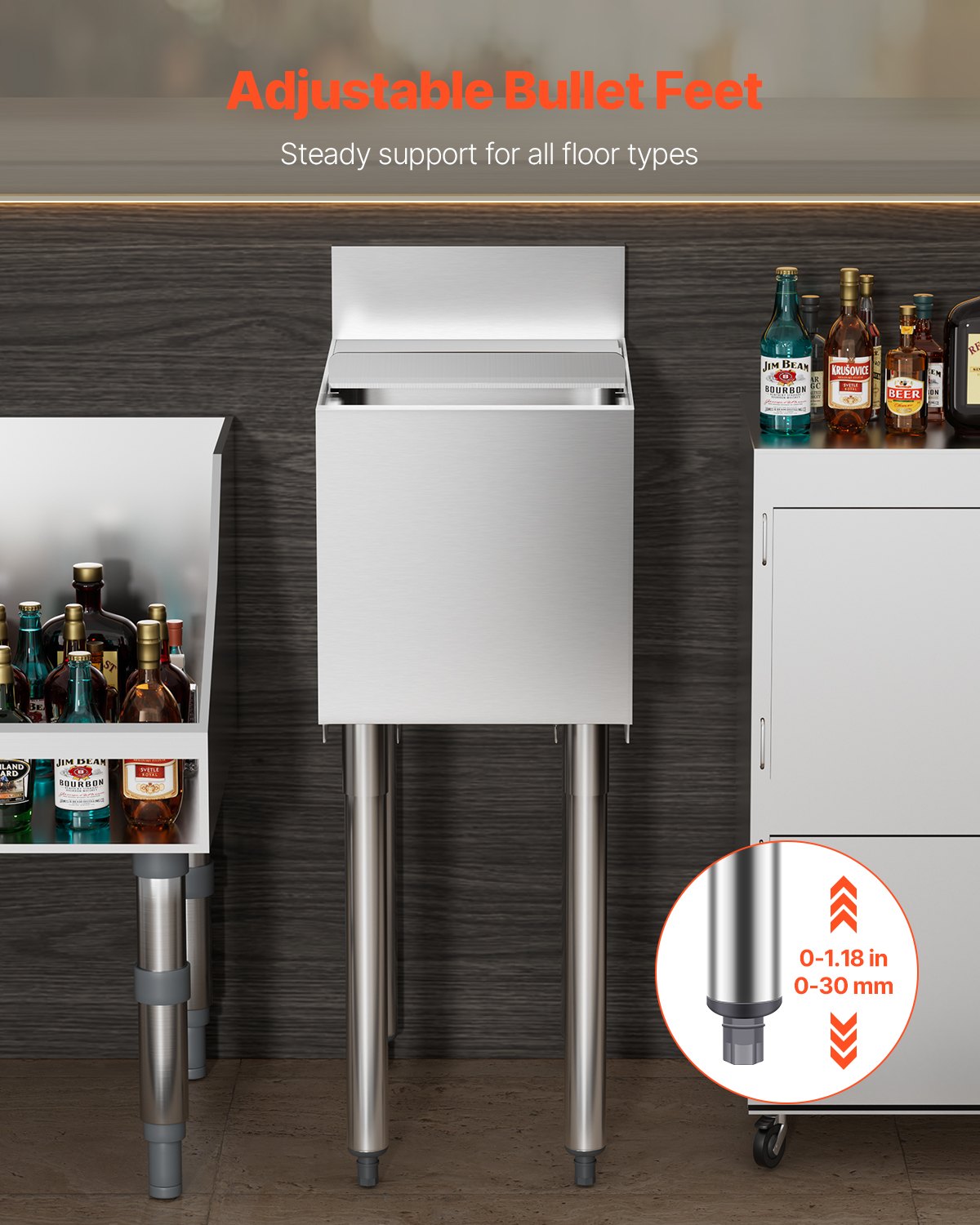 VEVOR Commercial Ice Bucket 28 l with Sliding Lid and Bottle Holders