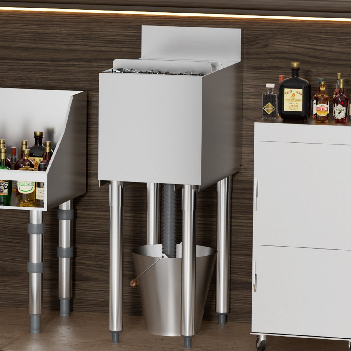 VEVOR Commercial Ice Bucket 28 l with Sliding Lid and Bottle Holders